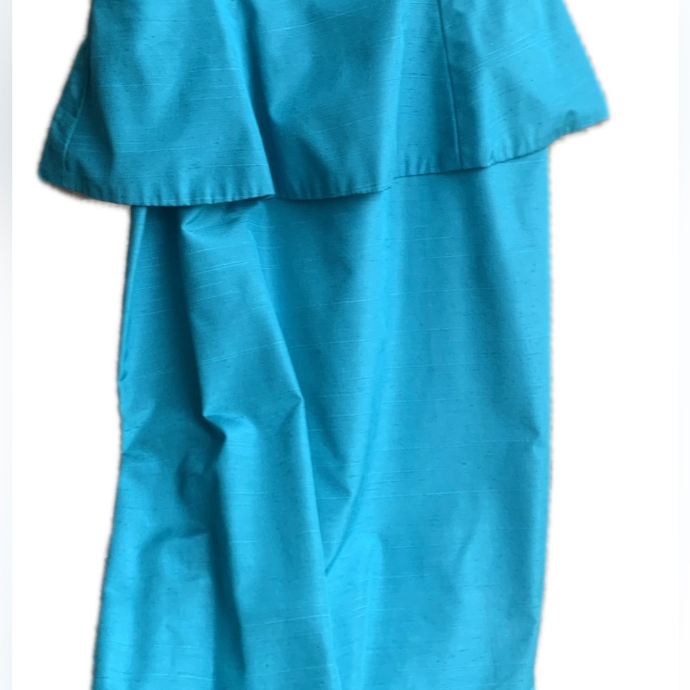 Off Shoulder 90s teal green bridesmaid fitted peplum long dress Dress, 12 - Picture 5 of 8